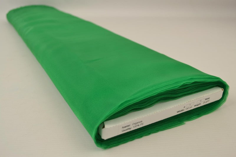 GRØNN ORGANZA STOFF – TRANSPARENT OG SKINNENDE