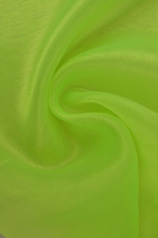 LIMEGRØNN ORGANZA STOFF – TRANSPARENT OG SKINNENDE