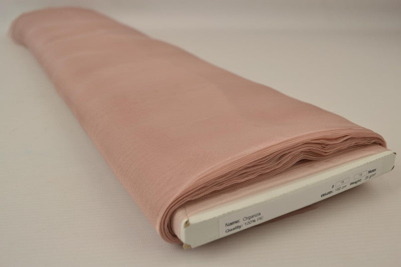 GAMMELROSA ORGANZA STOFF – TRANSPARENT OG SKINNENDE