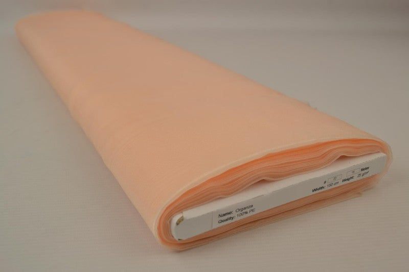 CHAMPAGNEFARGET ORGANZA STOFF – TRANSPARENT OG SKINNENDE