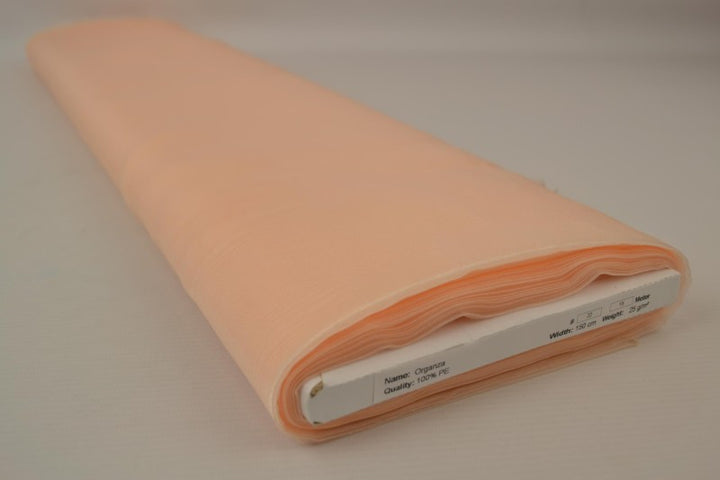 CHAMPAGNEFARGET ORGANZA STOFF – TRANSPARENT OG SKINNENDE