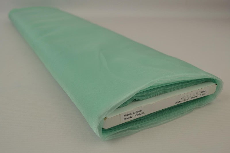 MINTGRØNN ORGANZA STOFF – TRANSPARENT OG SKINNENDE