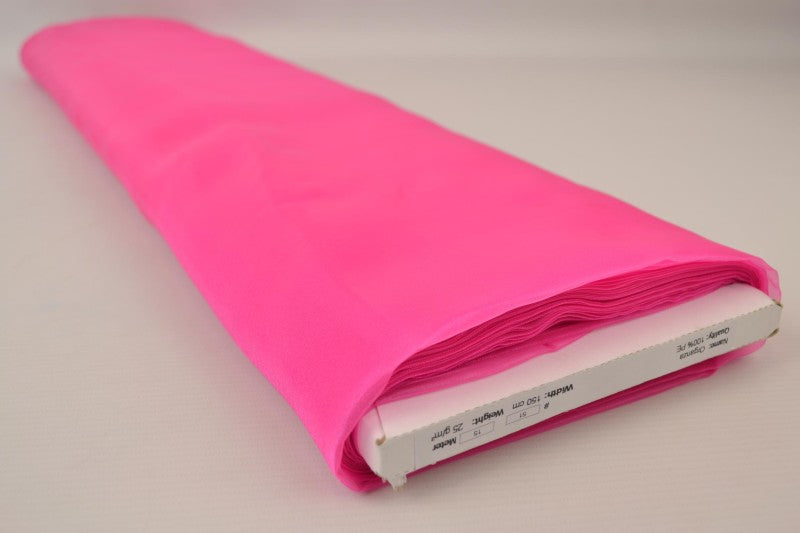 FUCHSIA ORGANZA STOFF – TRANSPARENT OG SKINNENDE