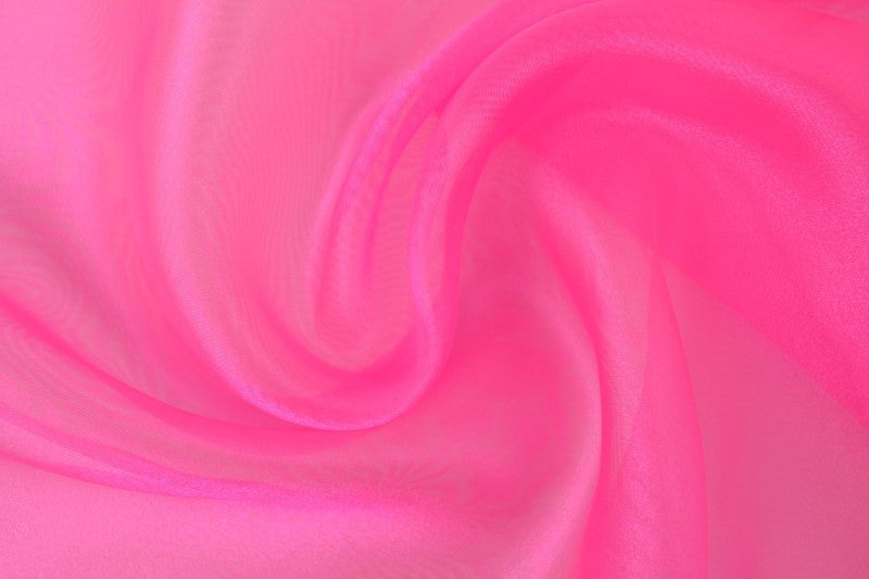 FUCHSIA ORGANZA STOFF – TRANSPARENT OG SKINNENDE