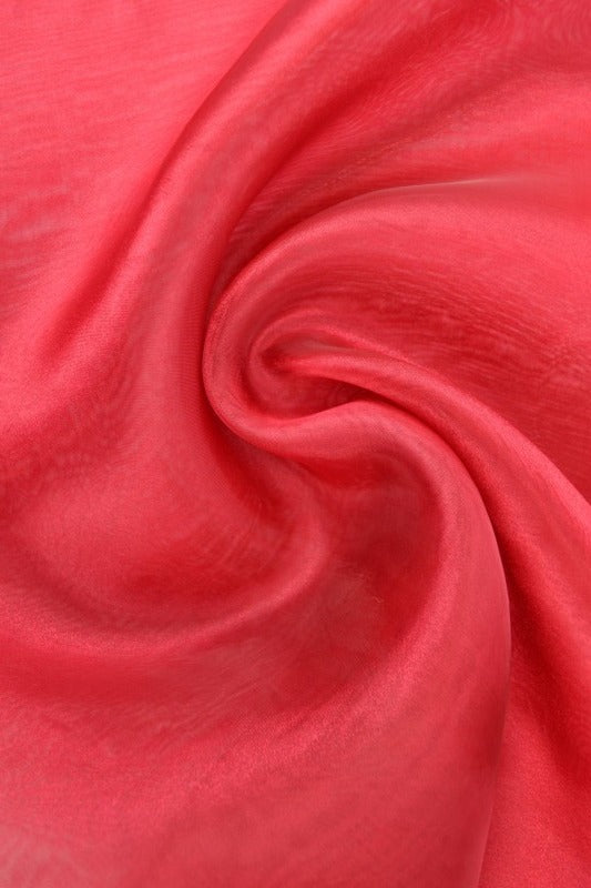 VINRØD ORGANZA STOFF – TRANSPARENT OG SKINNENDE