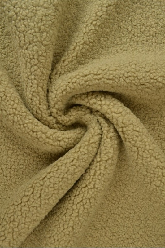 BEIGE TEDDYSTOFF MED STREKK - MYKT & VARMEISOLERENDE
