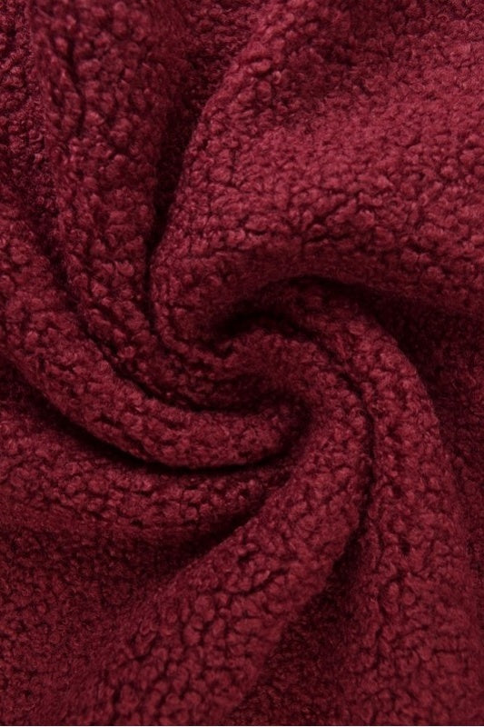 BORDEAUX TEDDYSTOFF MED STREKK - MYKT & VARMEISOLERENDE