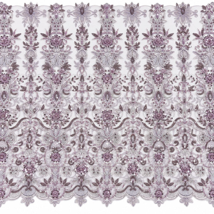 LAVENDEL TYLLSTOFF MED PALJETTER OG PERLER