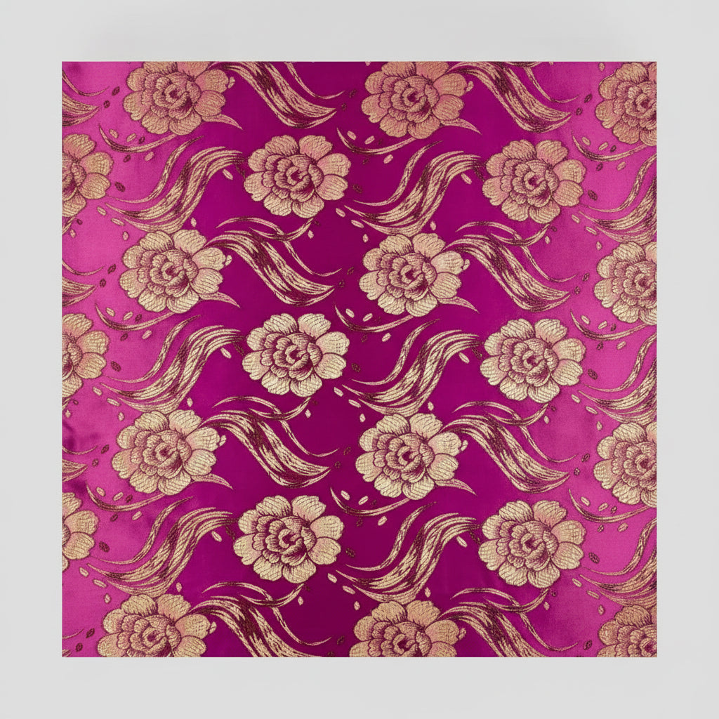 LILLA SATENG JACQUARD STOFF MED BLOMSTER