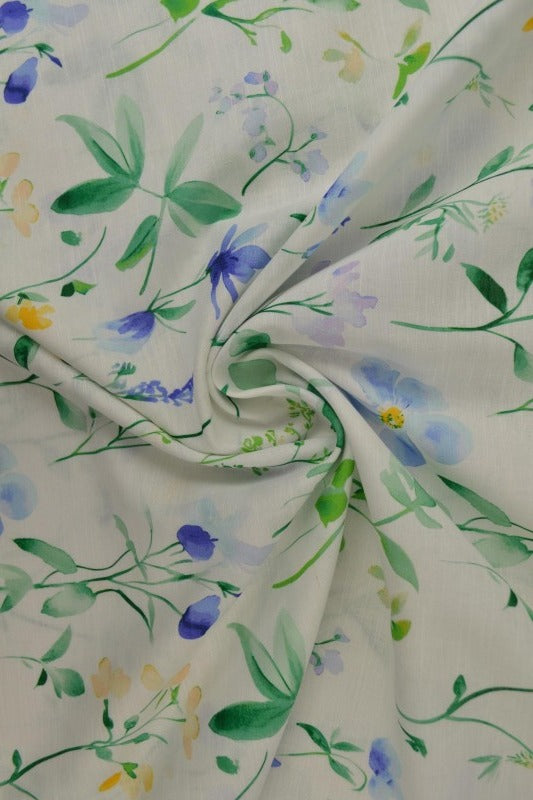 HVID HØR MED AKVAREL MARKBLOMSTER – GRØN, BLÅ & GUL