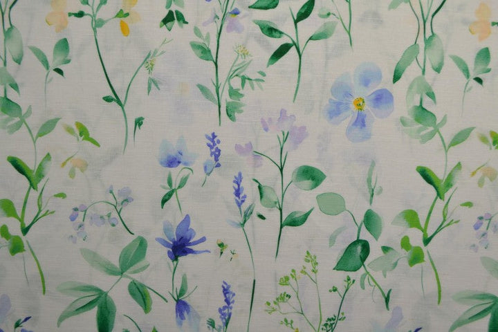 HVID HØR MED AKVAREL MARKBLOMSTER – GRØN, BLÅ & GUL – nærbillede