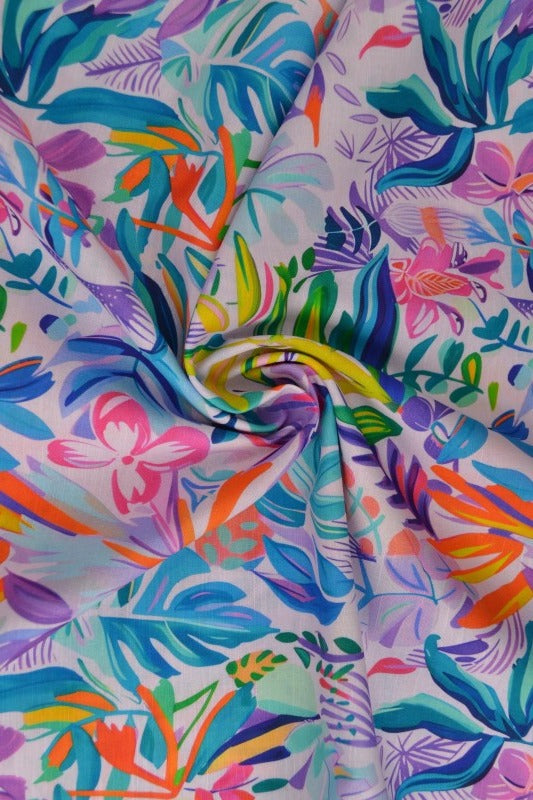 FARVERIG HØR MED TROPISK PRINT – BLÅ, LILLA & ORANGE
