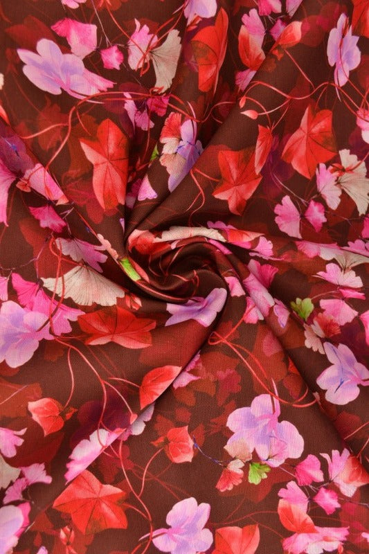 BORDEAUX HØR MED BLOMSTERPRINT – RØD & ROSA