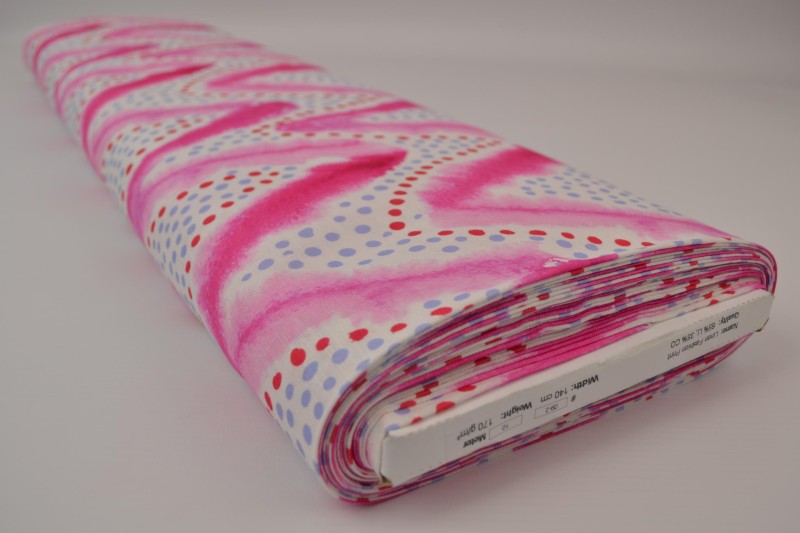 LYSERØD HØR MED AKVAREL ZIGZAG – PINK & BLÅ – på rulle