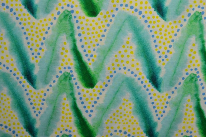 GRØN HØR MED AKVAREL ZIGZAG – GUL – nærbillede