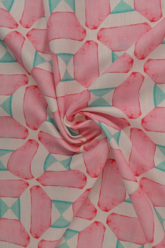 LYSERØD HØR MED GEOMETRISK MØNSTER – MINT