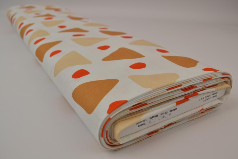 BEIGE HØR MED GRAFISK MØNSTER – BRUN & ORANGE – på rulle