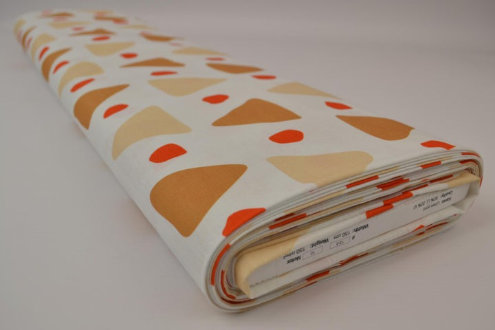BEIGE HØR MED GRAFISK MØNSTER – BRUN & ORANGE – på rulle