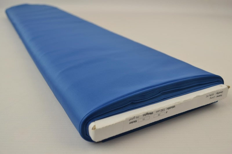 PETROLEUMSBLÅ POLYESTER FOER – GLAT, LET & LET GLANS