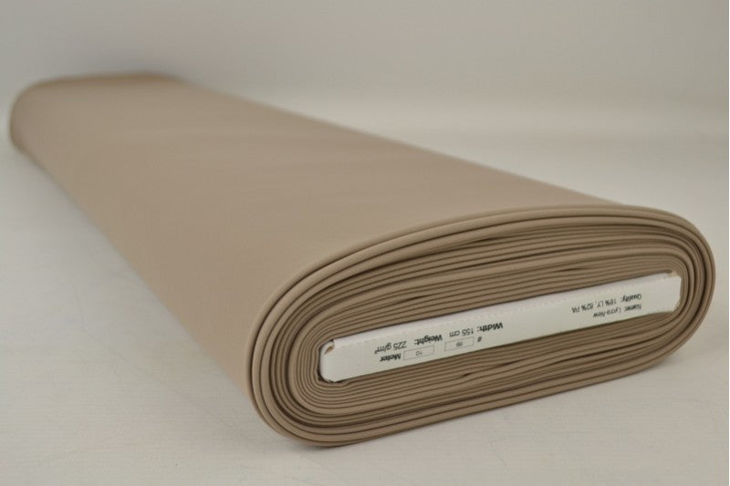 TAUPE LYCRA STOFF – 4-VEIS STREKK & HURTIGTØRKENDE