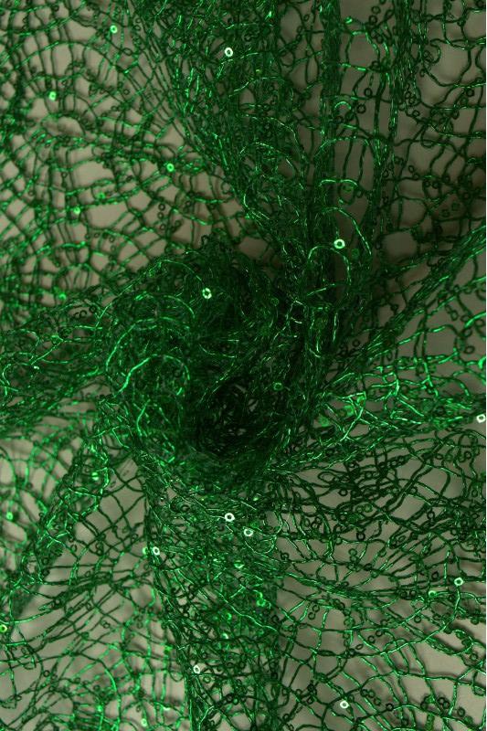 GRØNN NETTING PALJETTSTOFF – SMÅ 2–3 MM PALJETTER, UTEN STREKK