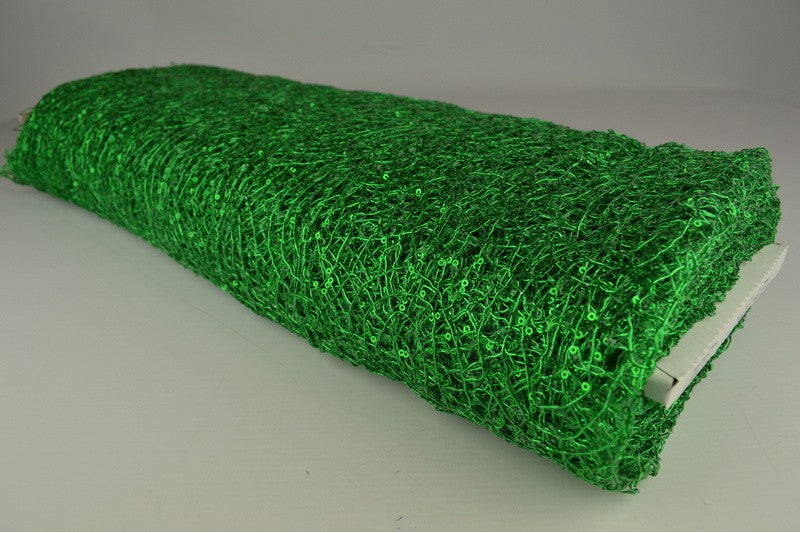 GRØNN NETTING PALJETTSTOFF – SMÅ 2–3 MM PALJETTER, UTEN STREKK