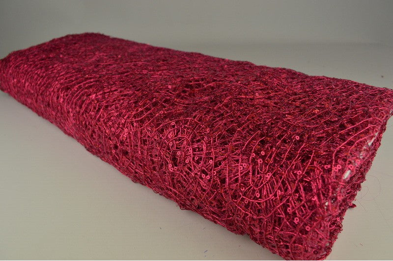 ROSA NETTING PALJETTSTOFF – SMÅ 2–3 MM PALJETTER, UTEN STREKK