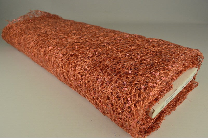 LAKSEFARGET NETTING PALJETTSTOFF – SMÅ 2–3 MM PALJETTER, UTEN STREKK