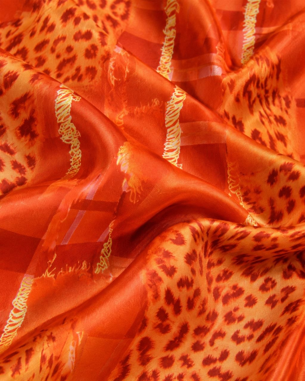 ORANSJE SILKESTOFF MED LEOPARDMØNSTER (bilde 3 av 3)