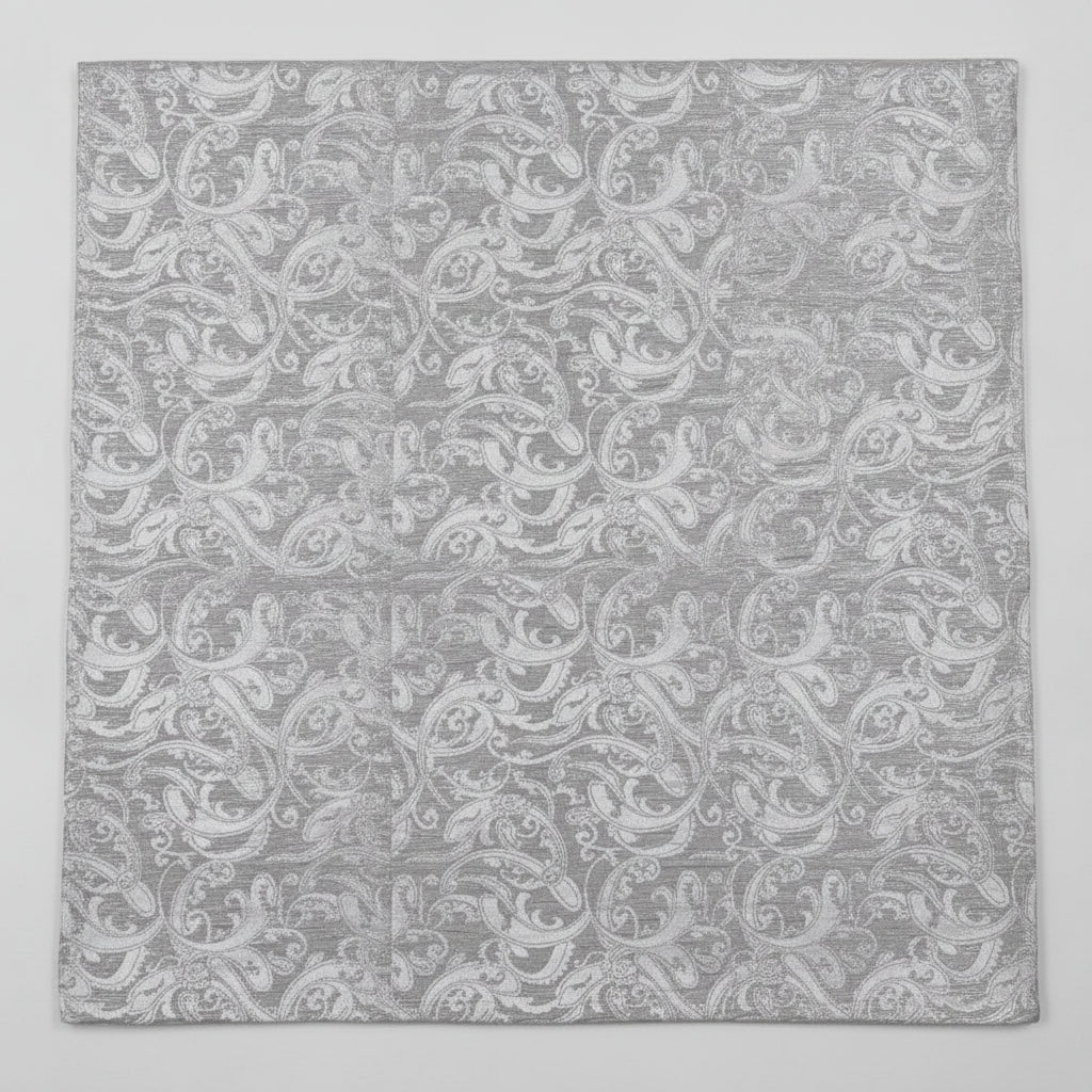 SØLV SATENG JACQUARD STOFF MED BLOMSTERRANKER (bilde 1 av 3)