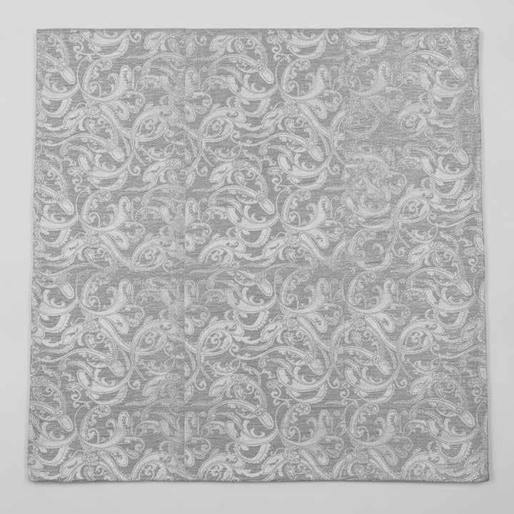 SØLV SATENG JACQUARD STOFF MED BLOMSTERRANKER (bilde 1 av 3)
