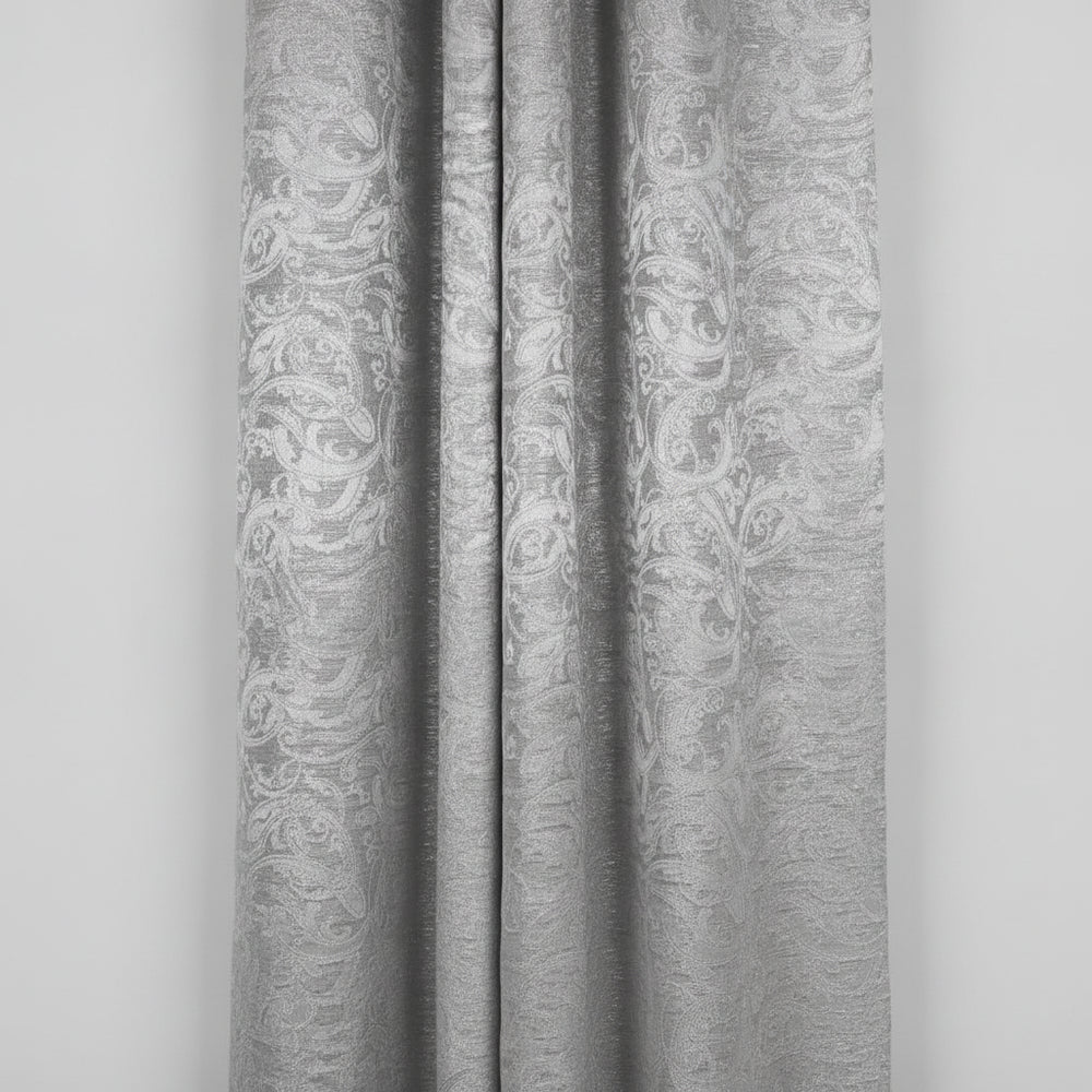 SØLV SATENG JACQUARD STOFF MED BLOMSTERRANKER (bilde 2 av 3)