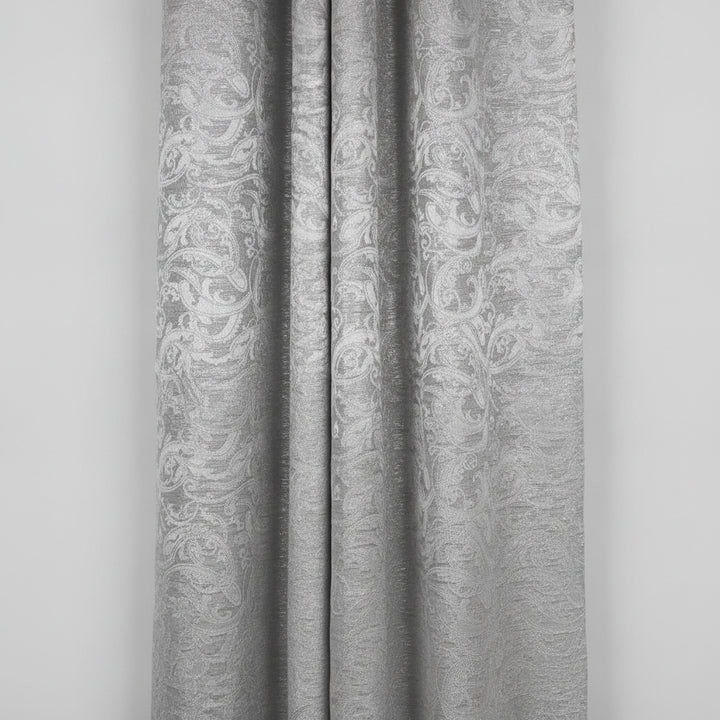 SØLV SATENG JACQUARD STOFF MED BLOMSTERRANKER (bilde 2 av 3)