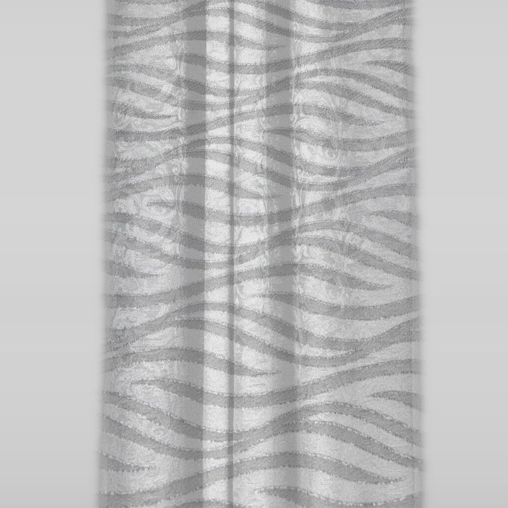 Sølvfarget satinjacquard stoff med bølgemønster — hengende