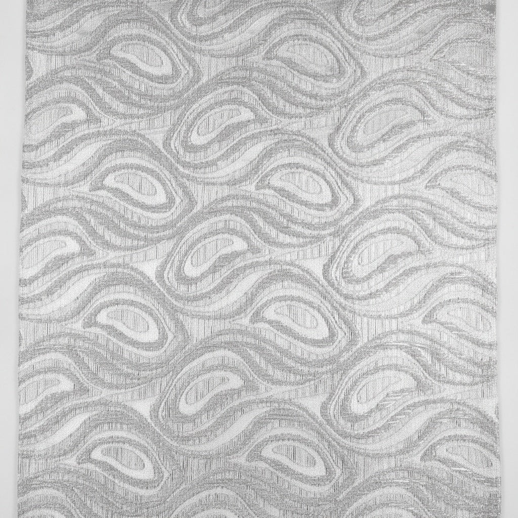 SØLV SATENG JACQUARD STOFF MED DRÅPEMOTIV (bilde 1 av 3)