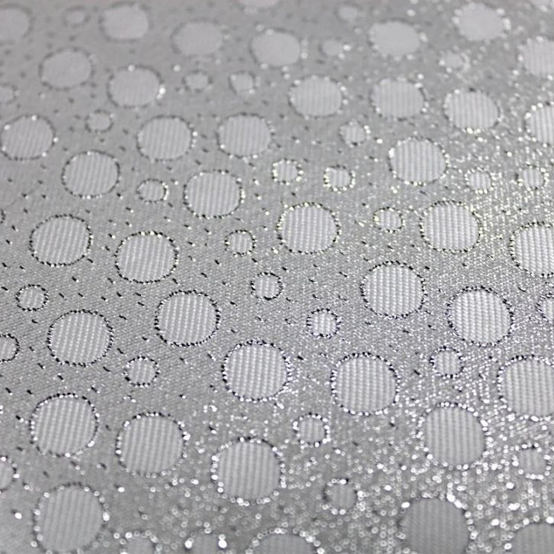 SØLV SATENG JACQUARD STOFF MED PRIKKER (bilde 3 av 3)