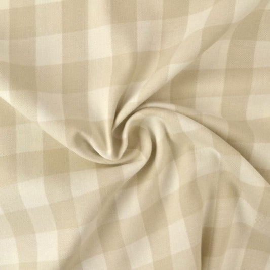 HVIT OG BEIGE SKOTSKRUTET FLANELL