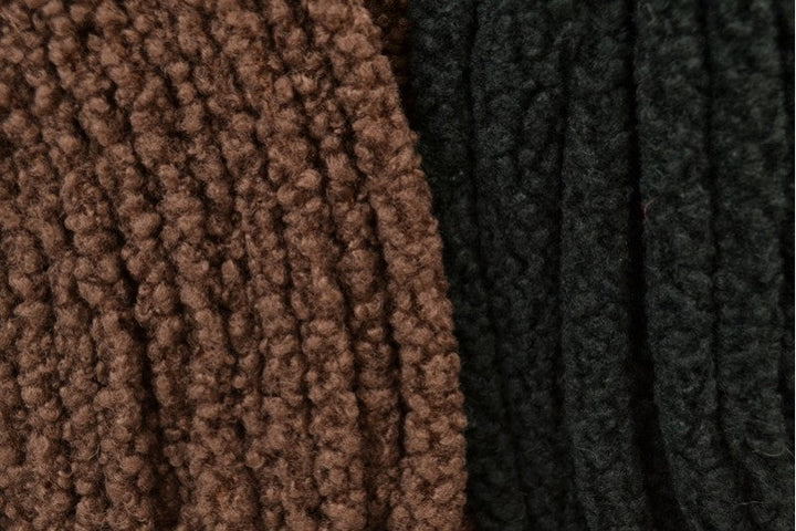 BEIGE TEDDYSTOFF MED STREKK - MYKT & VARMEISOLERENDE