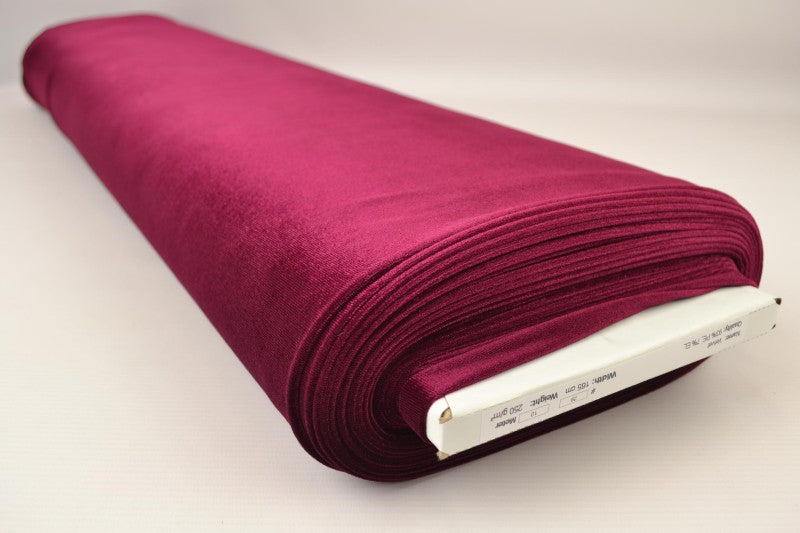 VINRØD VELOUR MED STREKK