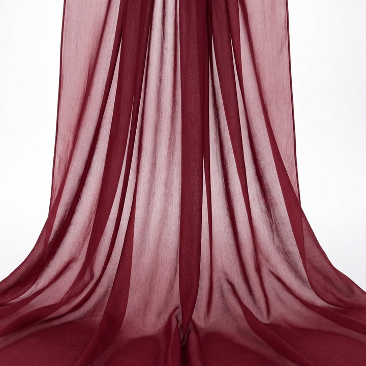 VINRØDT SILKE CHIFFON STOFF