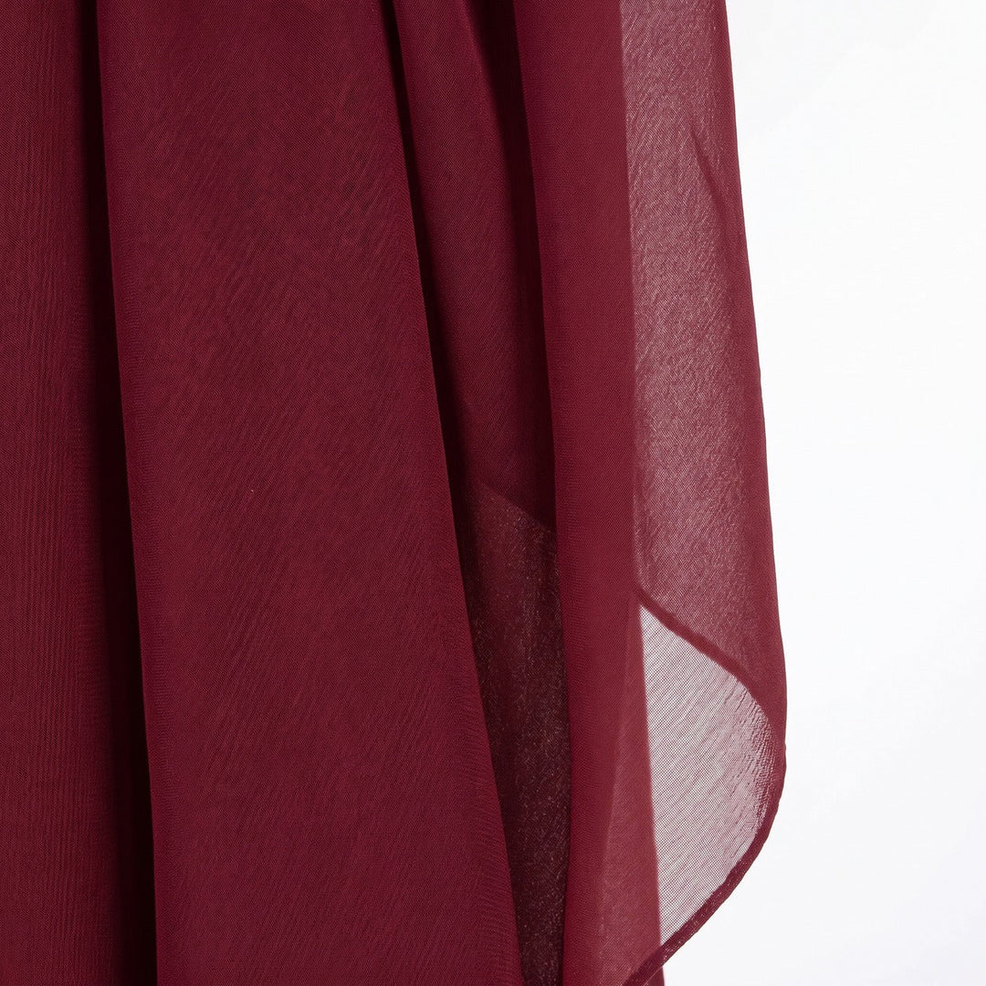 VINRØDT SILKE CHIFFON STOFF