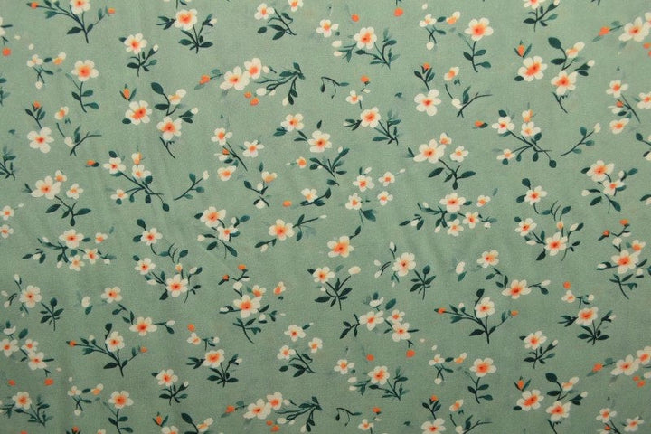 Viskosestoff med smått blomstertrykk – sort & flerfarget (bilde 3 av 9)